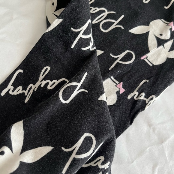 Playboy Y2K Black Bunny Lounge Pants Adjustable Strap - Picture 5 of 5